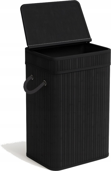 POKKA BAMBO 72LBLACK – dva bambusové koše na bielizeň s vekom, 2 × 72 l