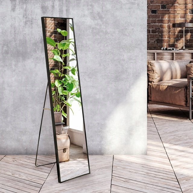 Stojace zrkadlo ARVENTA STYLE 150 × 40 cm s čiernym hliníkovým rámom