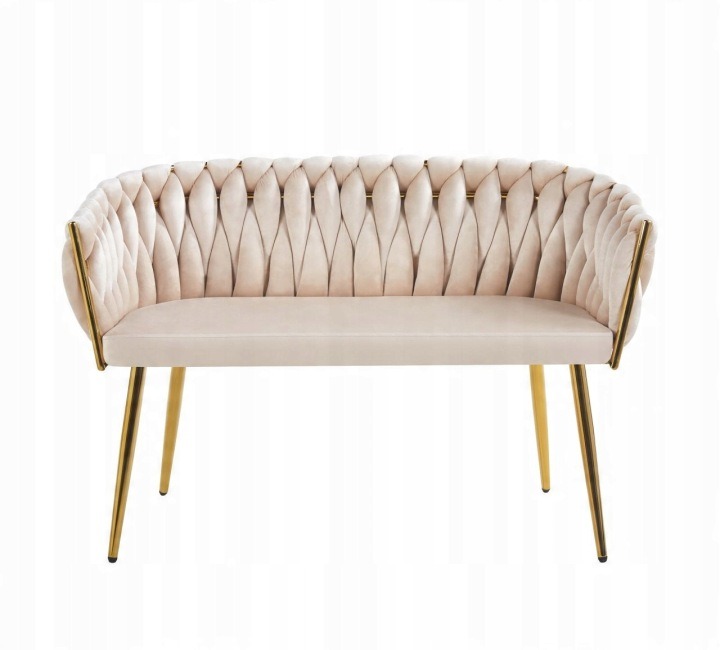 Dvojmiestna pohovka Furnitex Art déco, béžový velúr, 114 cm, zlaté nožičky
