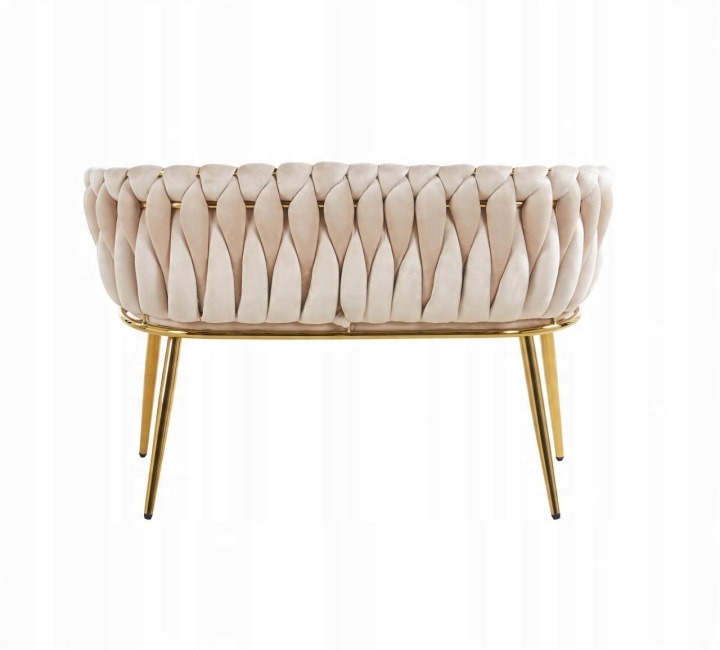 Dvojmiestna pohovka Furnitex Art déco, béžový velúr, 114 cm, zlaté nožičky