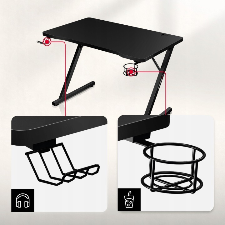 Huzaro Hero 1.8 Black – čierny písací stôl 100 × 60 cm