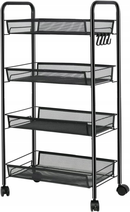 Gockowiak OLDEN – 2 čierne kovové vozíky so 4 košmi, 83 × 44 × 27 cm