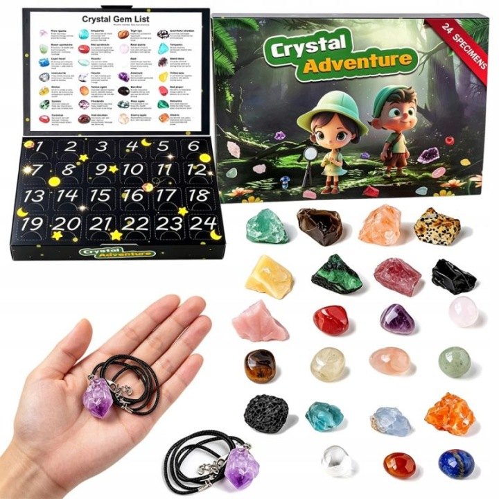 Adventný kalendár s 24 minerálmi a ametystom