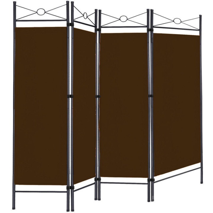 Wideshop ART-248 – hnedý štvordielny paraván, 163 × 180 cm