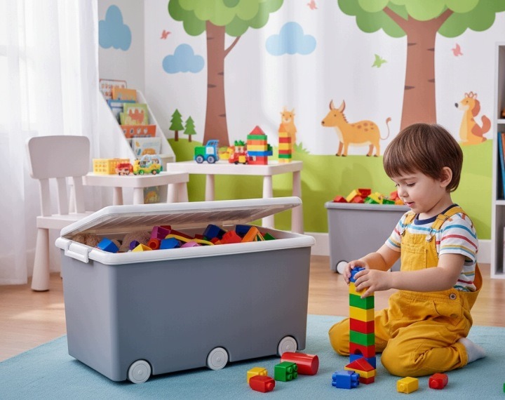 Sivé boxy na hračky Tega Baby PW-001-106 – 2 × 60 l