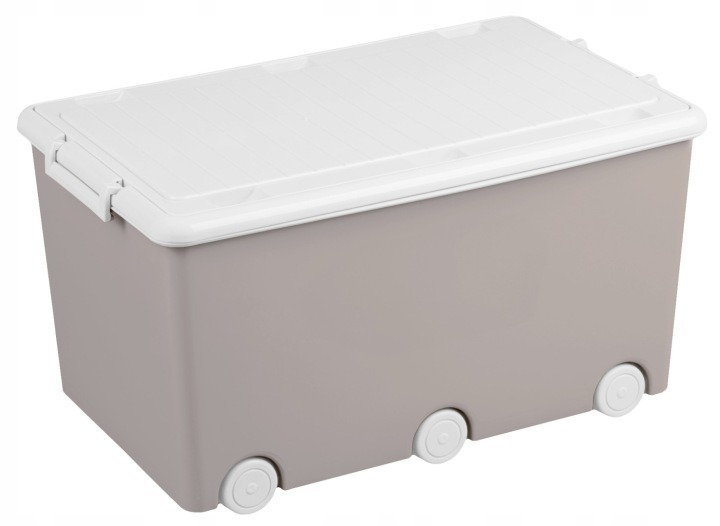 Béžové boxy Tega Baby na hračky – 2 × 60 l, s kolieskami