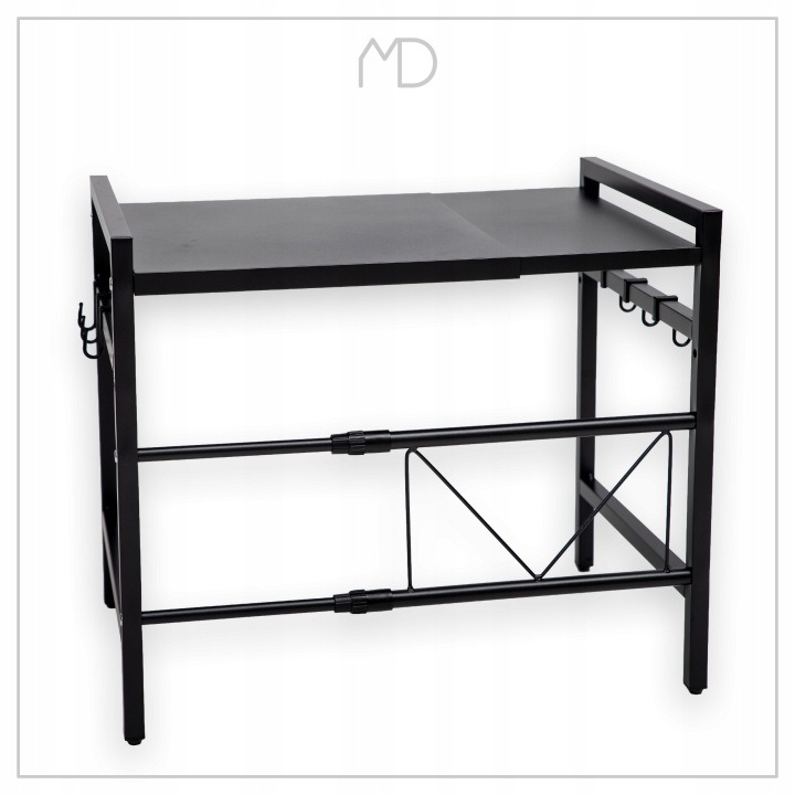 More&Deco – čierny teleskopický stojan nad mikrovlnku, 38–65 cm