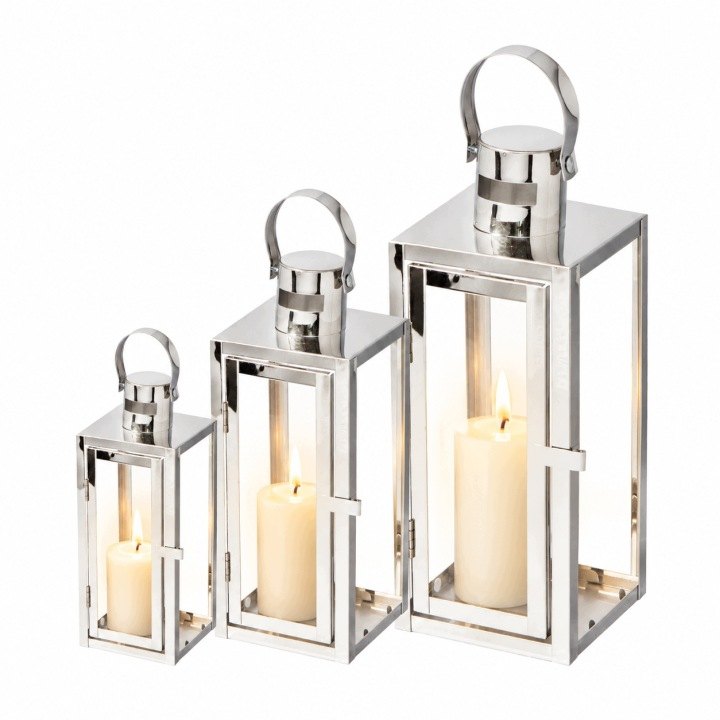 Sada troch strieborných lampášov Aptel 65, 50 a 38 cm