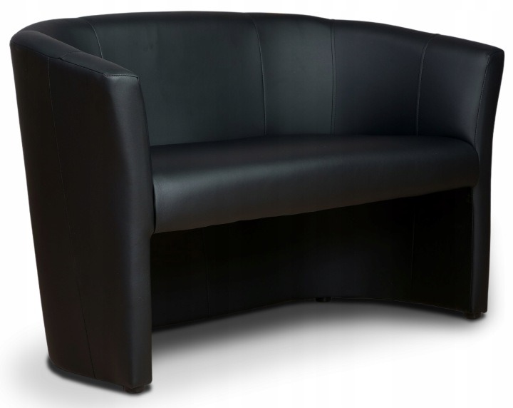 Dvojmiestna pohovka CAFE, čierna syntetická koža, 123 cm, 2 vankúše