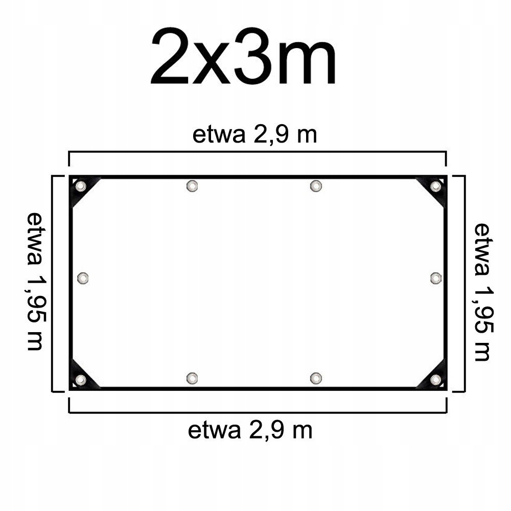 Odolná transparentná plachta s UV stabilizáciou a očkami z nehrdzavejúcej ocele, 2m x 3m