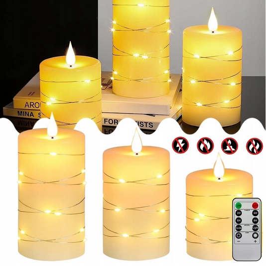 Sada LED sviečok s efektom tančúcich plameňov a diaľkovým ovládaním