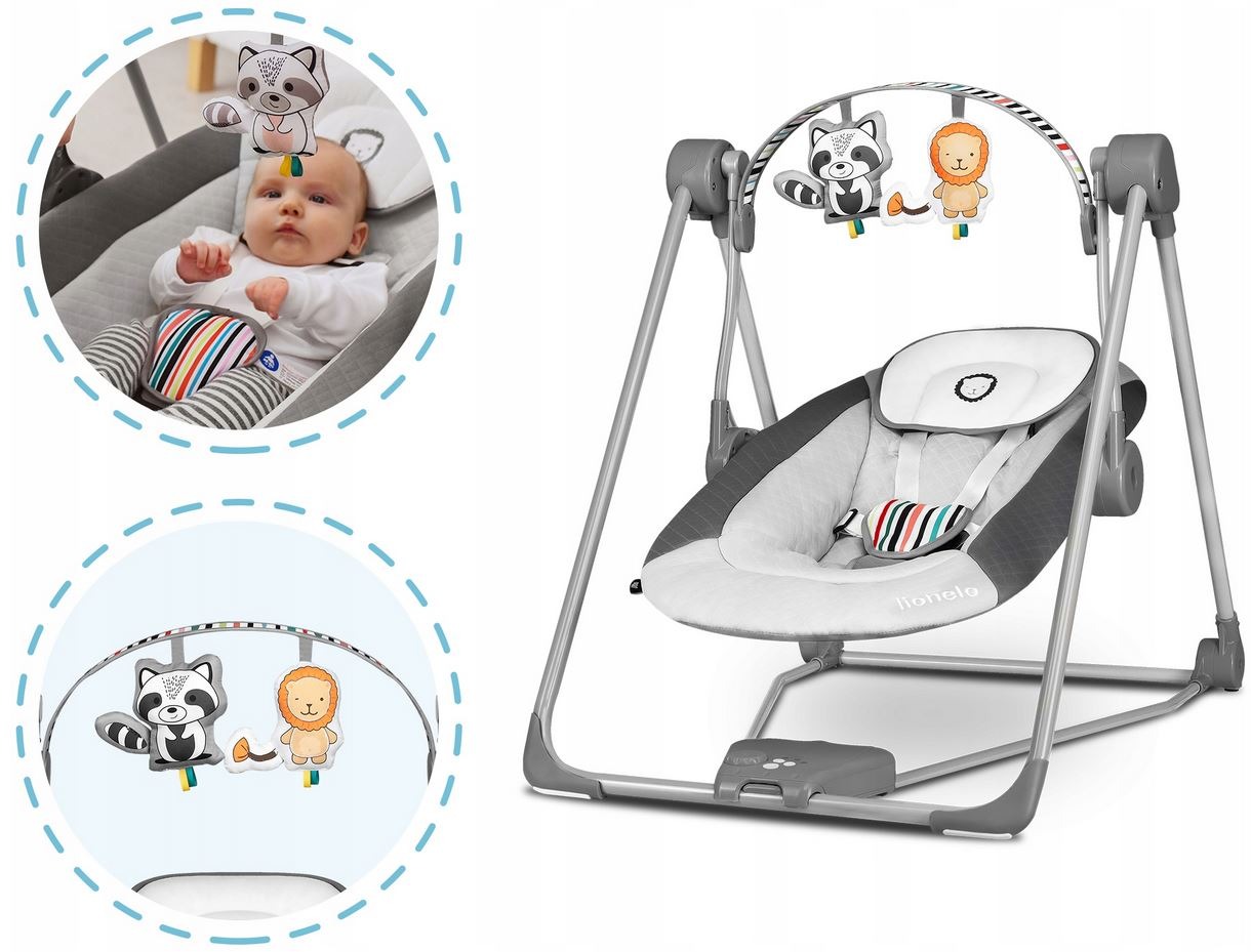 Elektrické detské hojdadlo Lionelo Otto Cozy Grey