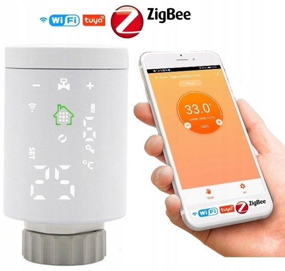 Termostatická hlavica Tuya TER1 ZigBee s tromi adaptérmi