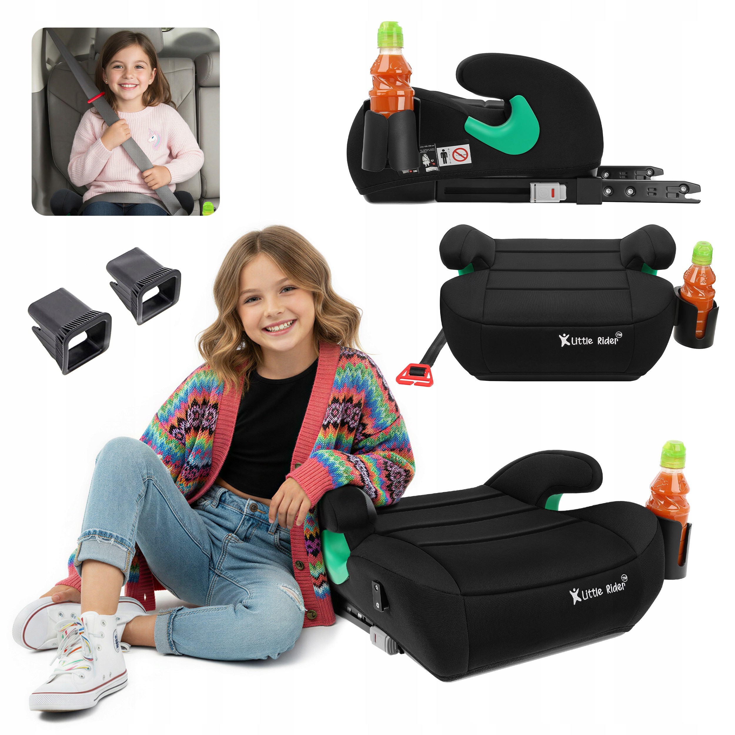 Autosedačka ISOFIX R129 125–150 cm čierna – LITTLE RIDER, bezpečná detská sedačka ECE R129/03