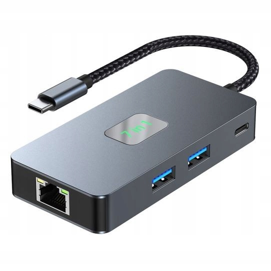 TB HUB USB C adaptér (7v1) HDMI USB SD/TF RJ45 (2500 Mbps) PD