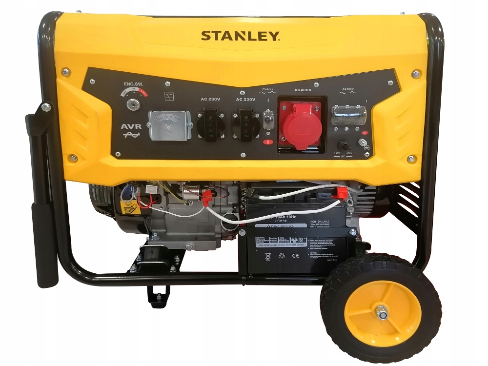 Prenosný trojfázový generátor Stanley s výkonom 6500 W, benzínový, AVR