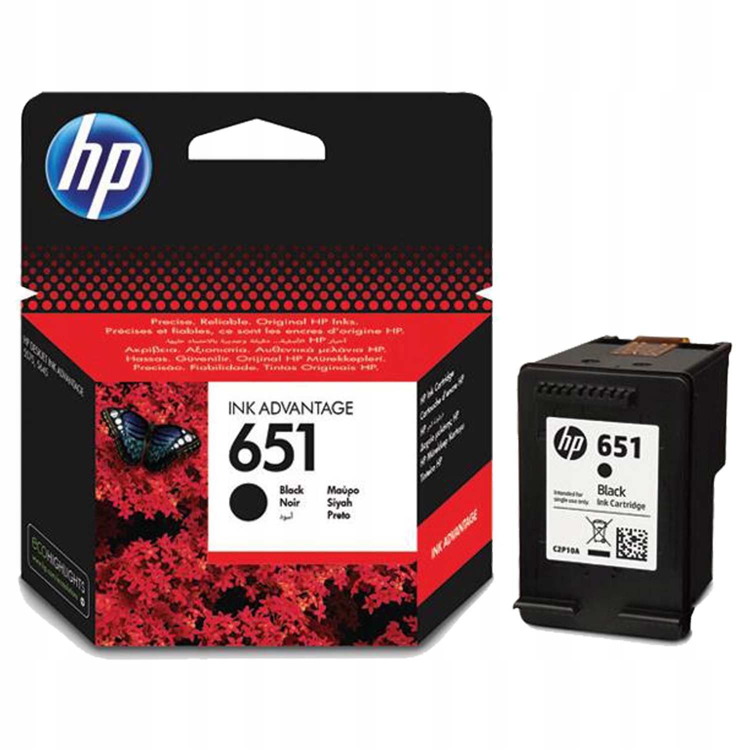Čierna atramentová kazeta HP 651 C2P10AE