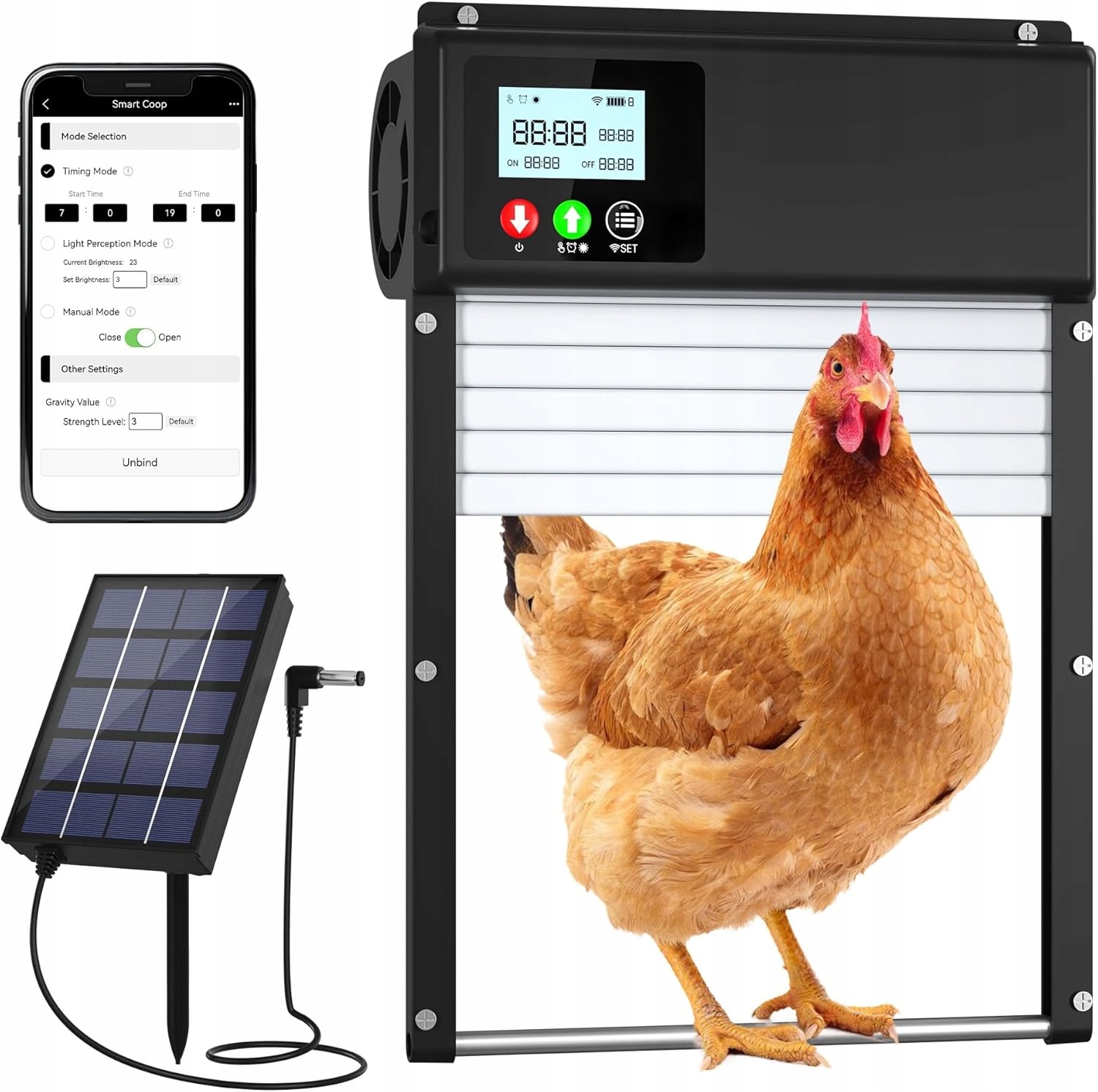 Automatické dvere pre kurník – dvierka pre kurníky, časovač, vodotesné