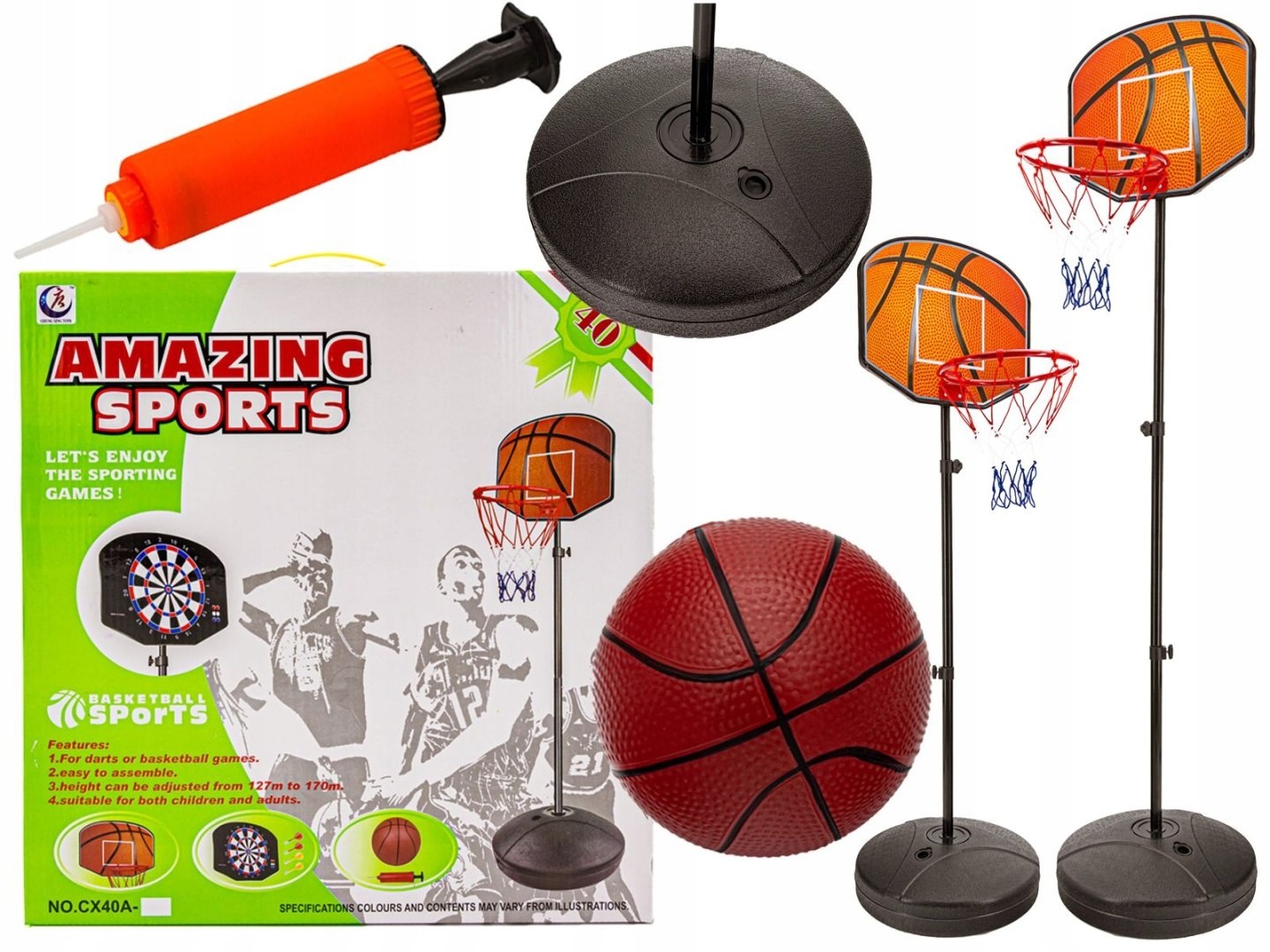 Basketbalová hracia sada Veľká basketbalová doska Basketbalová loptička s pumpou s ihlou