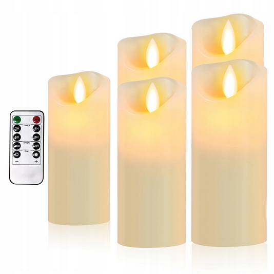 LED Sviečky s Realistickým Efektom Plameňa a Diaľkovým Ovládaním - Sada 5 Ks