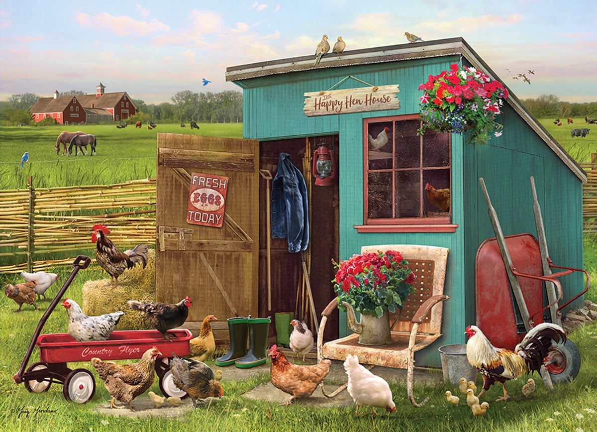COBBLE HILL Puzzle Veselý kurník 1000 dielikov