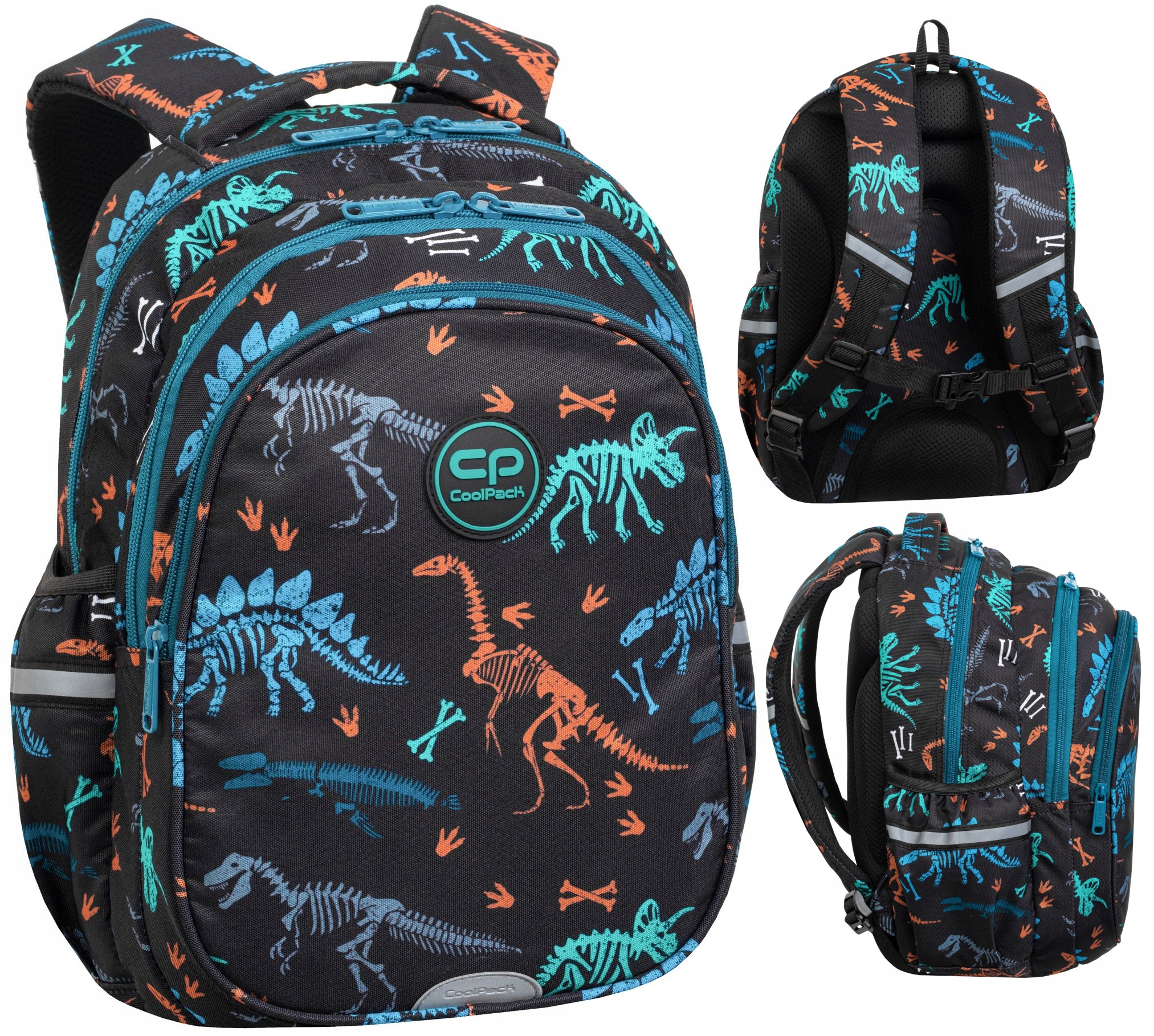 Školský batoh CoolPack Jerry Fossil pre chlapcov 1-3 trieda s motívom dinosaurov