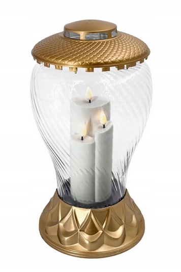 Elegantná sklenená lampa "Sapporo" s LED sviečkou a zlatými prvkami