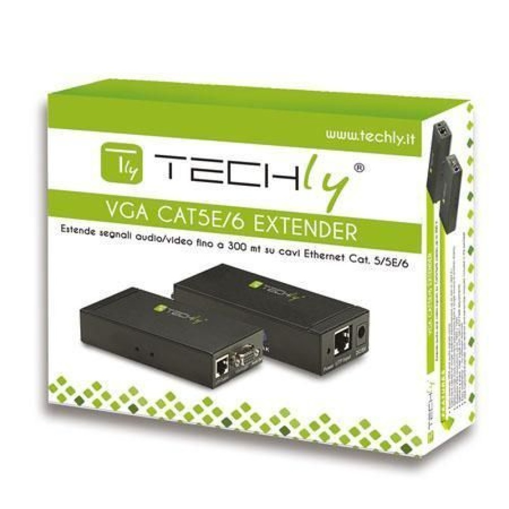VGA extender cez kábel Techly Cat5e/6 až 300 m so zvukom