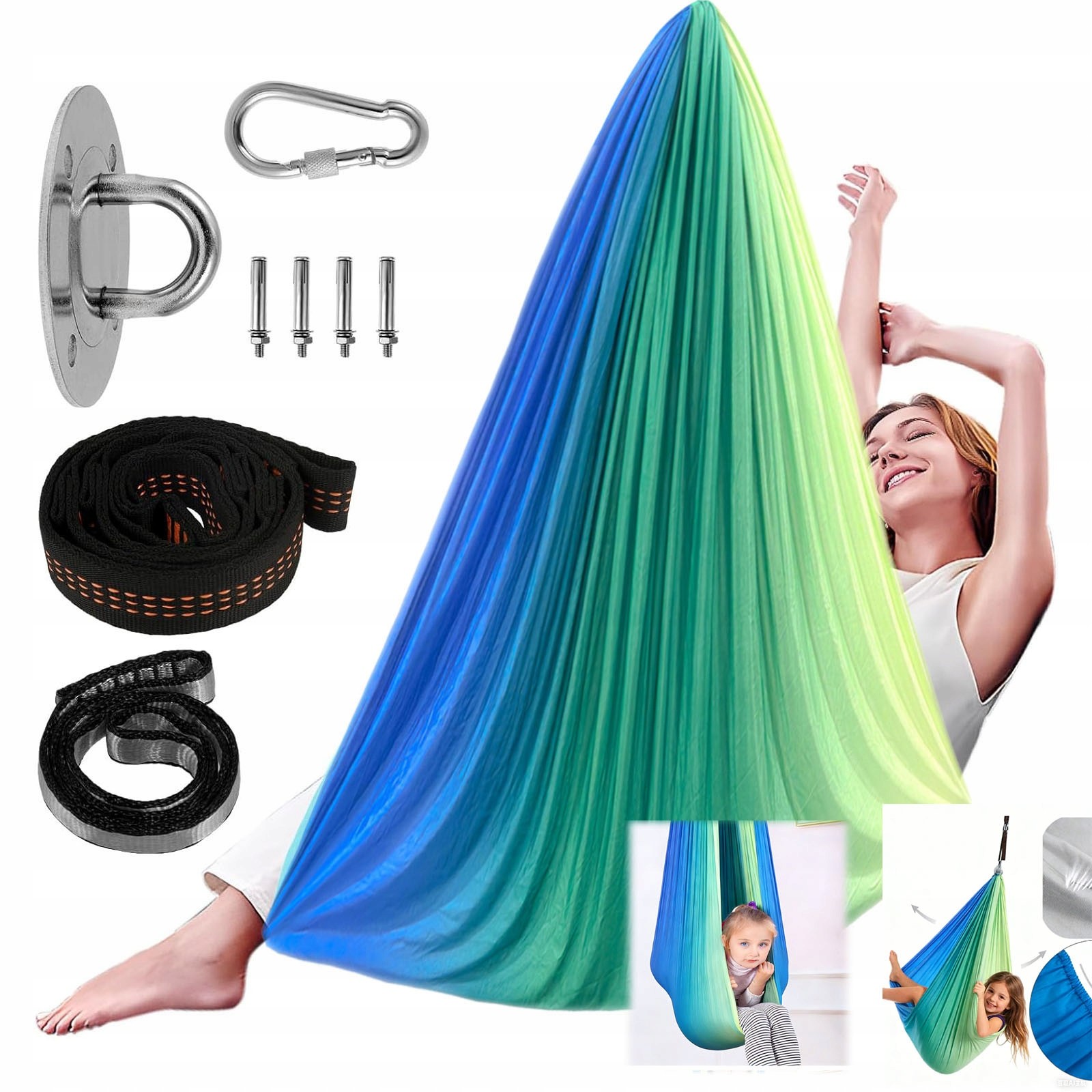 DETSKÁ HOJDAČKA HAMAKOVÁ SIEŤ SENZORICKÁ ŠATKA AKROBATICKÁ JOGA 280x150CM DARČEK