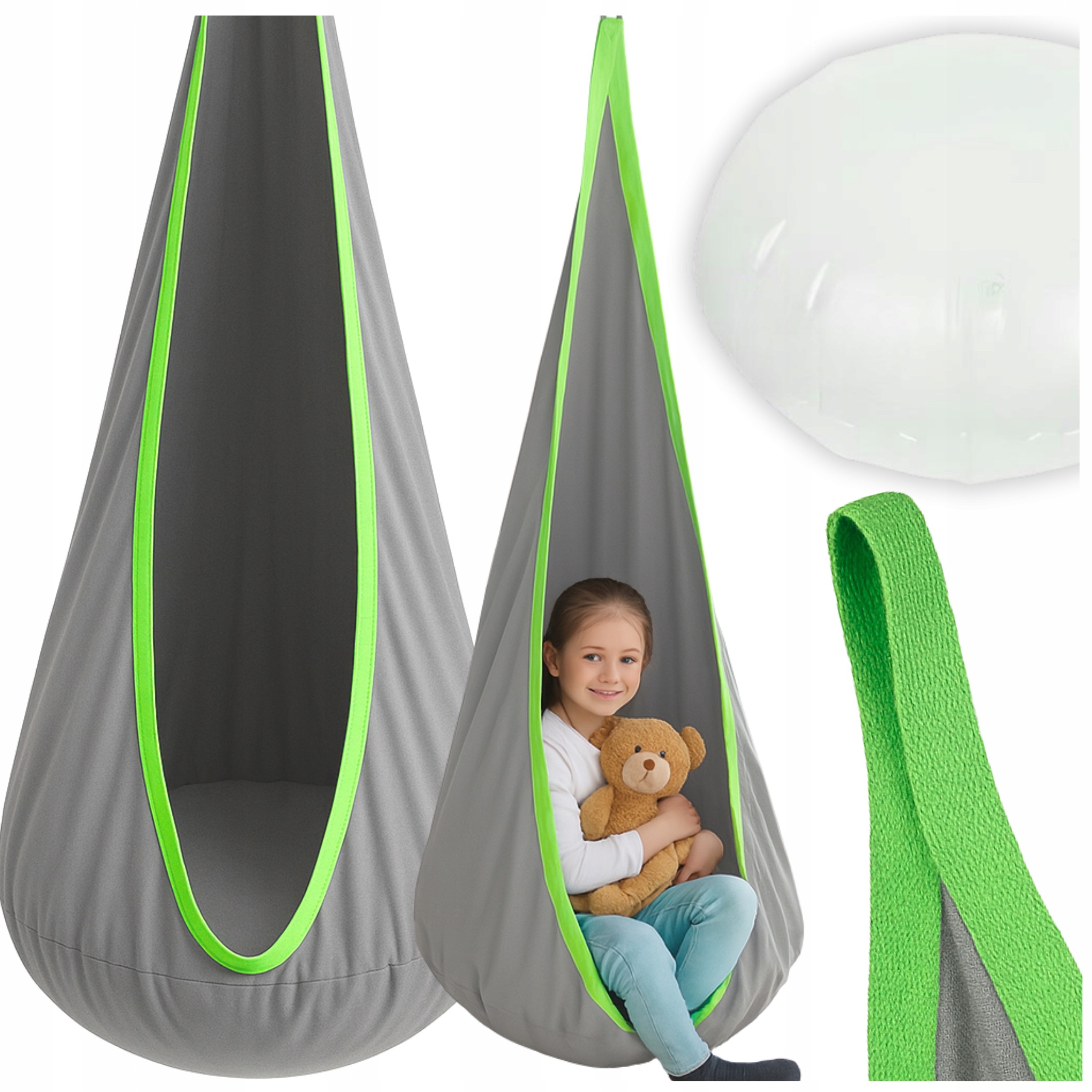 Zolta hojdačka Cocoon sivozelená 62 cm 80 kg