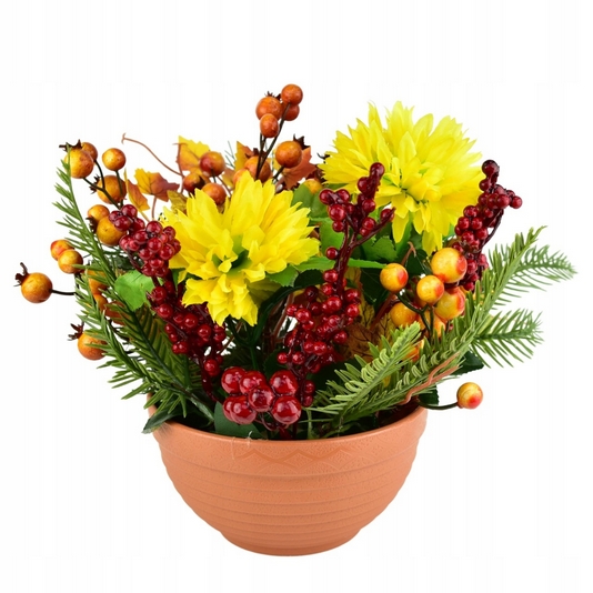 Elegantná jesenná miska s žltými chryzantémami 25x25 cm