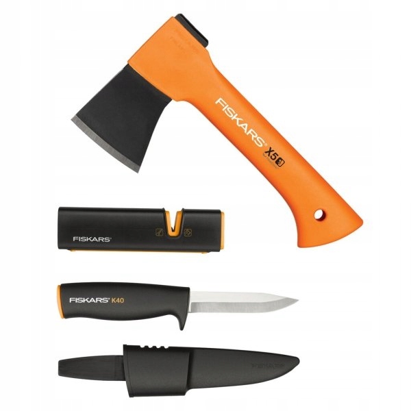 Fiskars X5 kempingová sada | sekera, nôž a brúska, 1057913
