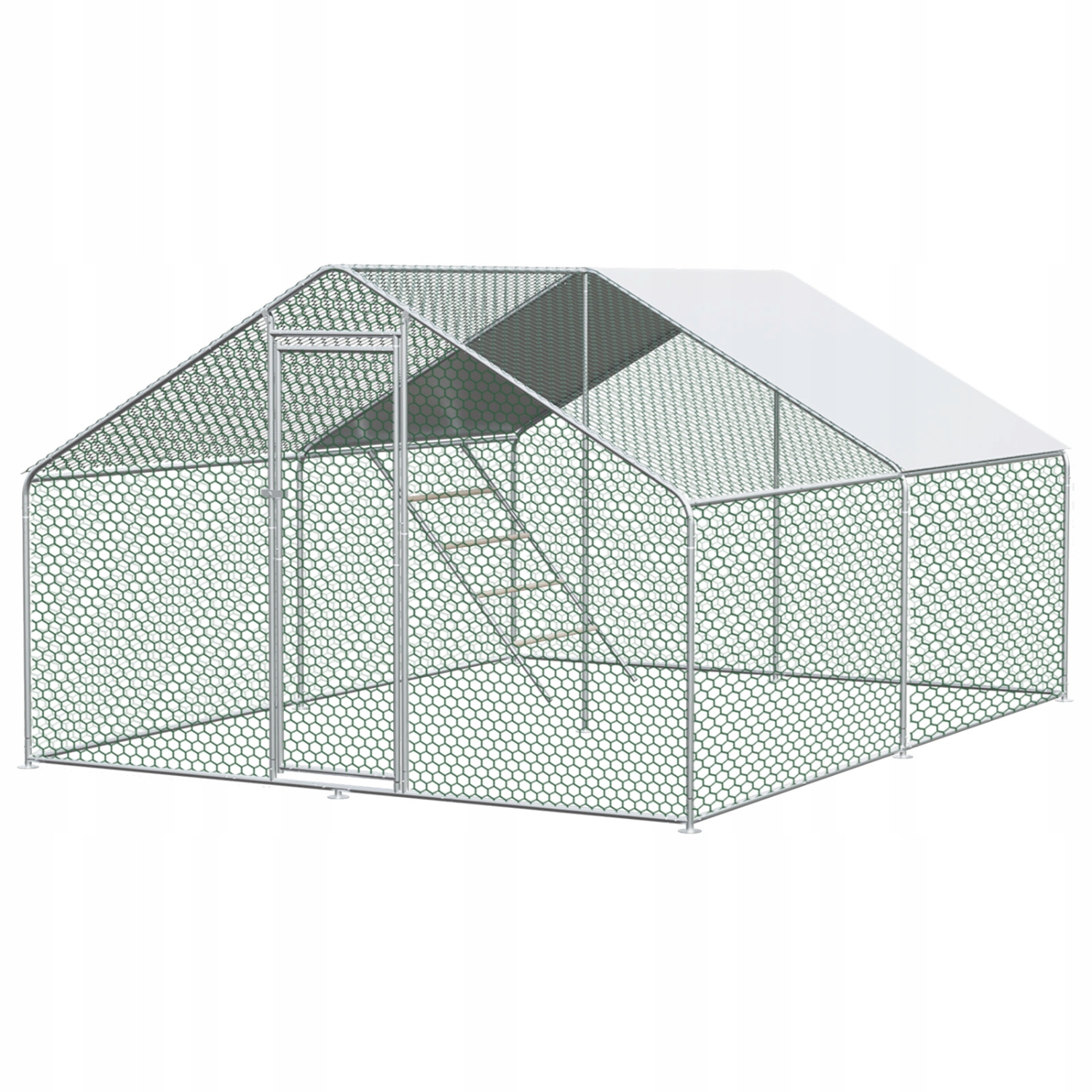 Kovový kurník 3x4x2m - bezpečnostný zámok, PE tkanina, pre sliepky/králiky