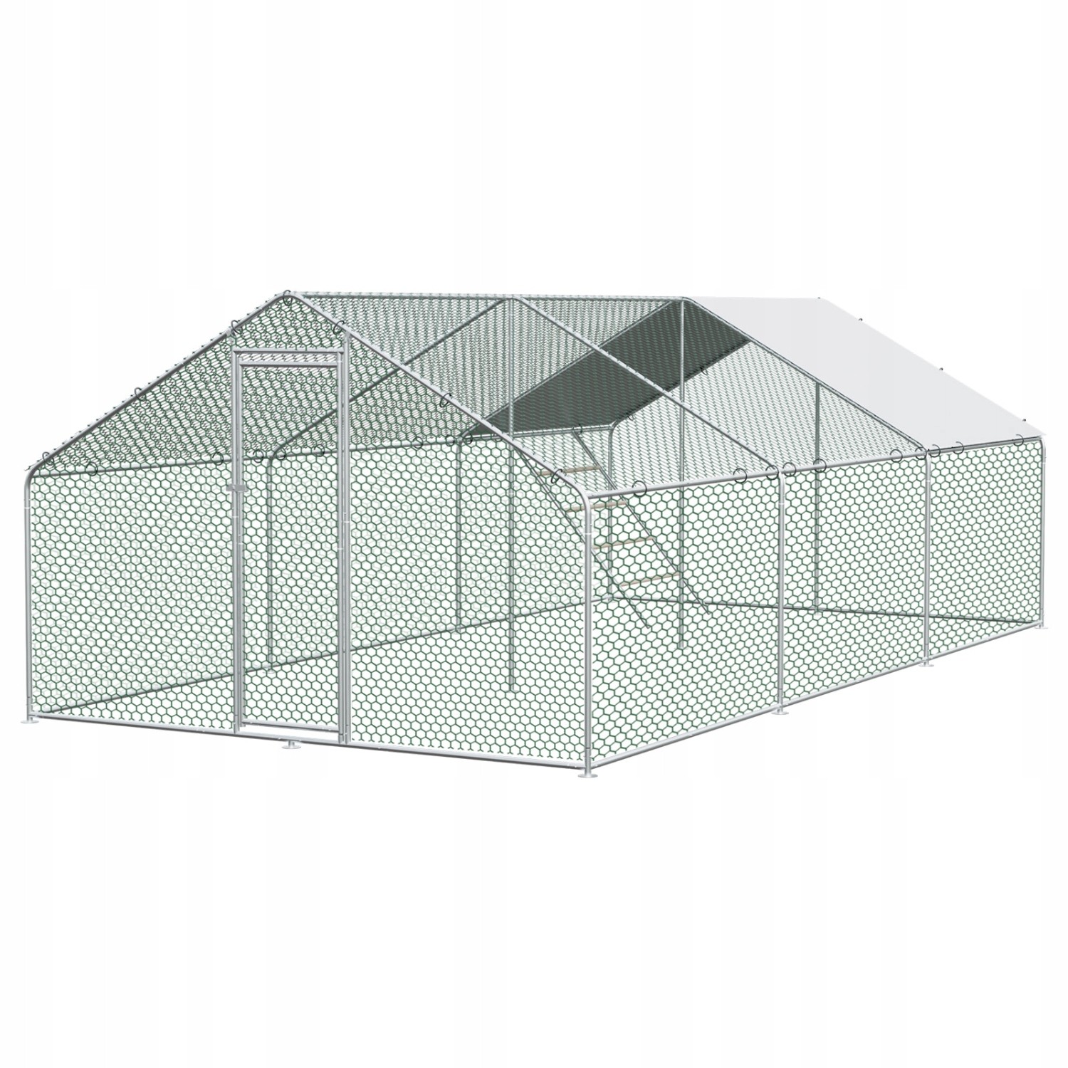 Kovový kurník 3x6x2m - bezpečnostný zámok, PE tkanina, pre sliepky/králiky