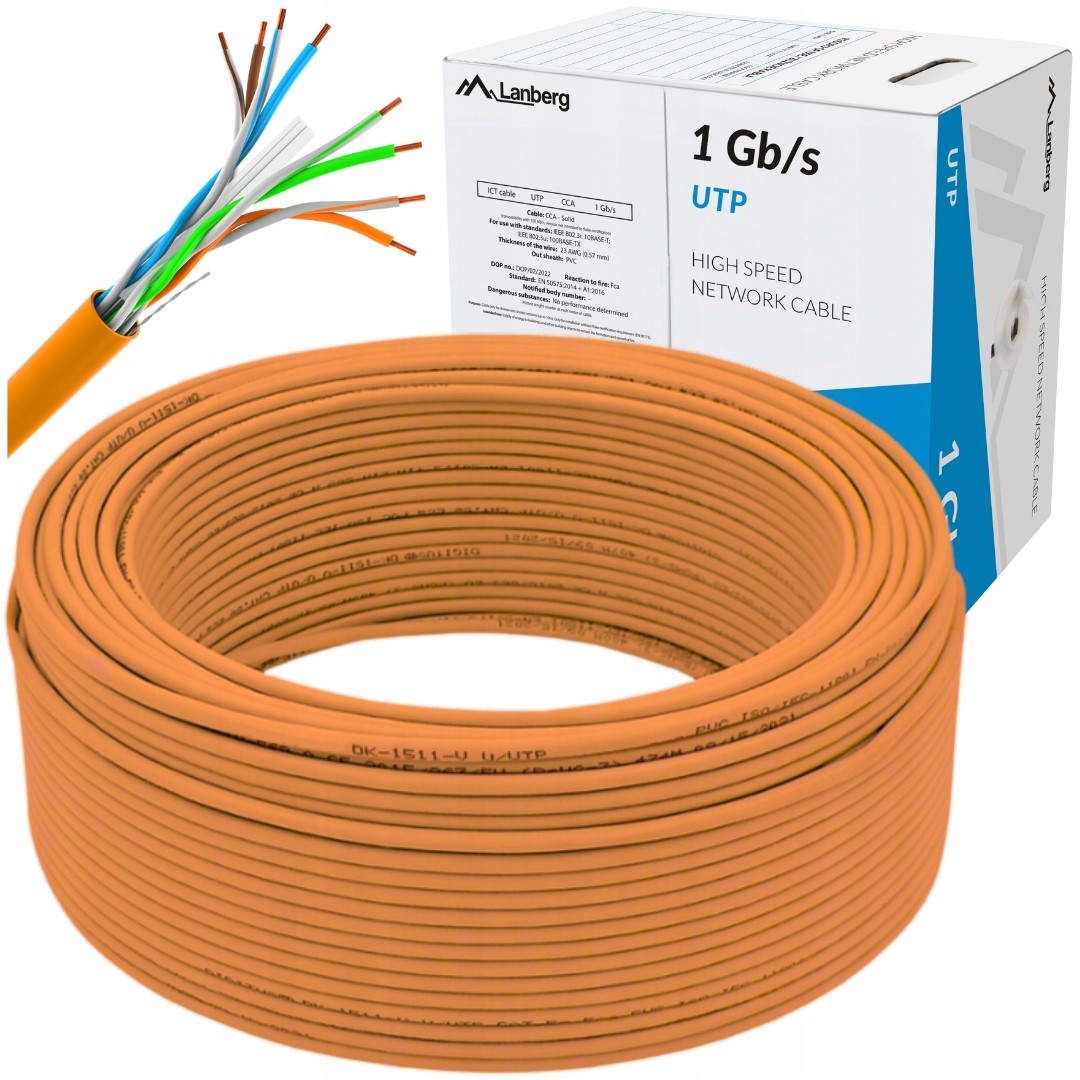 Lanberg UTP LAN kábel 1Gb/s 305m CCA Wire Orange