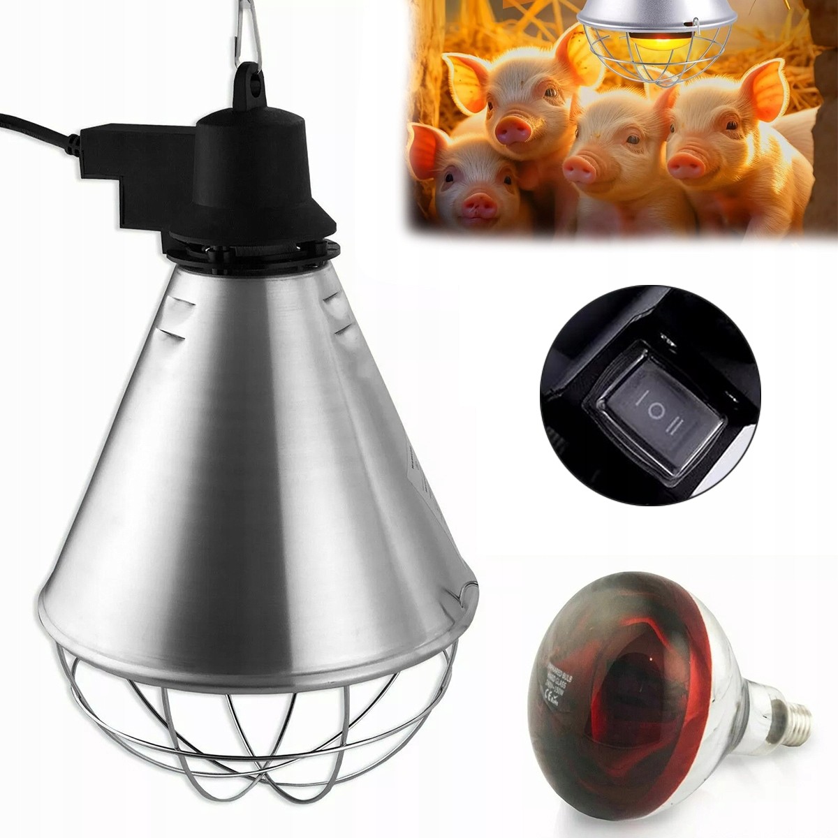 LAMPA PRE PLODOVÝ KRYT HOPPER, VYTÁPACIE SVETLO PRE KURIATKA, RADIÁTOR, VYTÁPACIA LAMPA