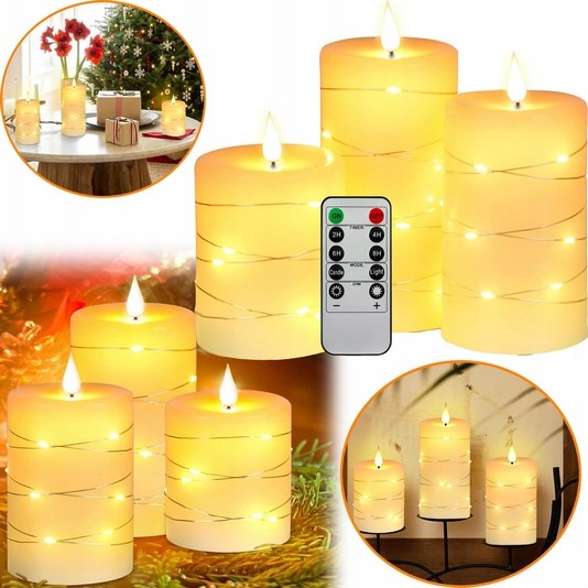 LED Sviece Bez Plameňa 3PACK - Sada nádherných voskových sviec s diaľkovým ovládaním