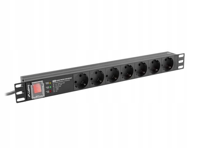 Lanberg Rackmount PDU PRO 19-palcový 1U 16A 7X SCHUKO SPD-3MP 2m čierny