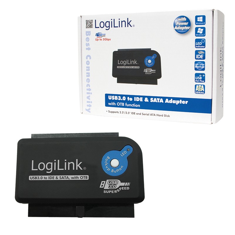 Adaptér LogiLink USB 3.0 na IDE/SATA s funkciou OTB