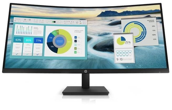 Zakrivený monitor HP P34hc G4 WQHD LED s rozlíšením USB-C, 34" (3440 x 1440 px), TN