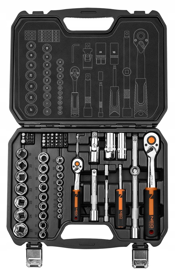NEO TOOLS Nástrčkové kľúče 73 ks - 1/2 1/4