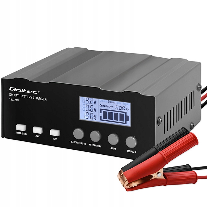 Ładowarka prostownik 12V 12.6V 24V s funkciou naprawy do AGM GEL LiFePO4 LCD