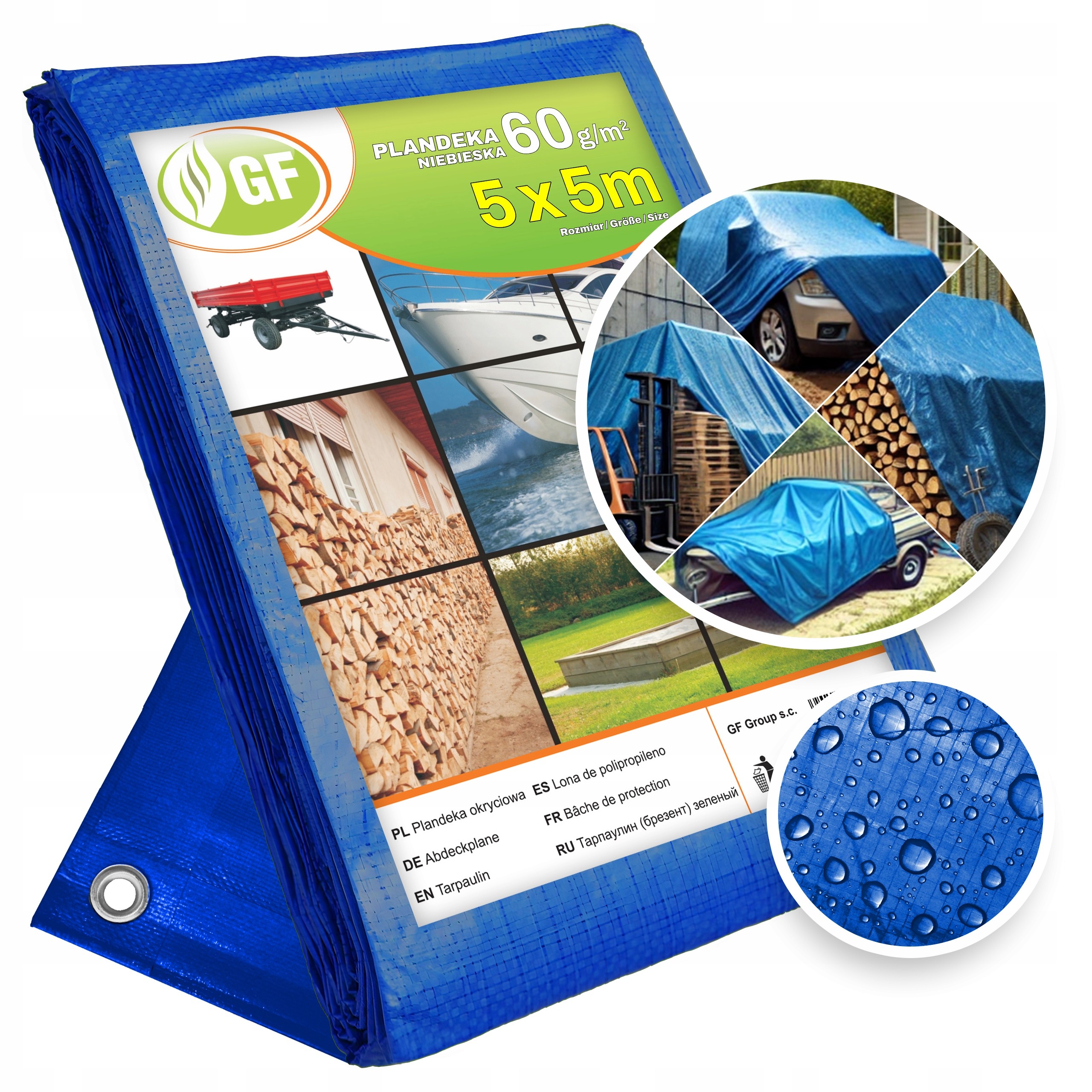 Odolná krycia plachta 5x5 modrá, 60g/m2 - efektívna ochrana