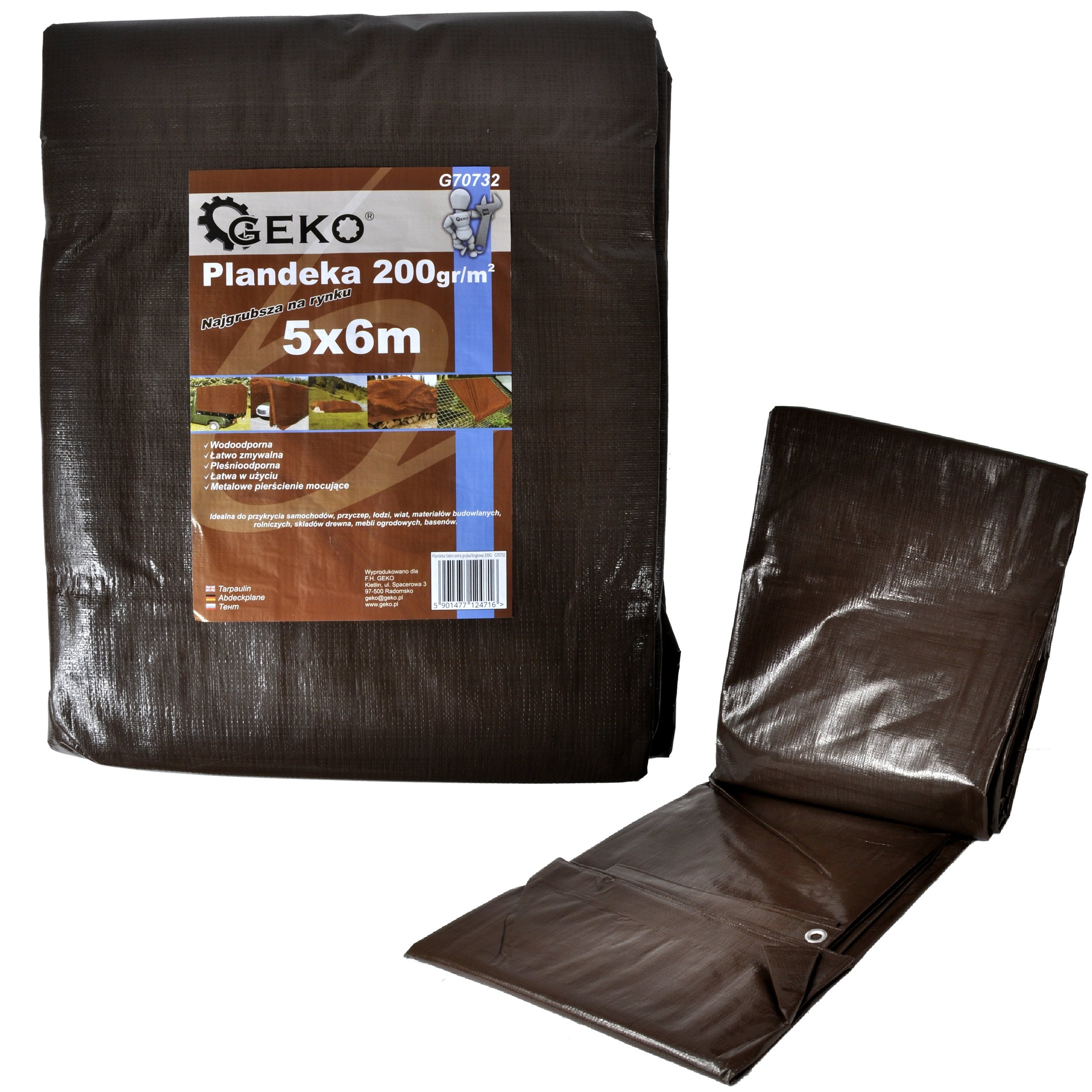 Extra hrubá plachta GEKO, hnedá, 15x16 m, vodeodolná a odolná voči plesniam