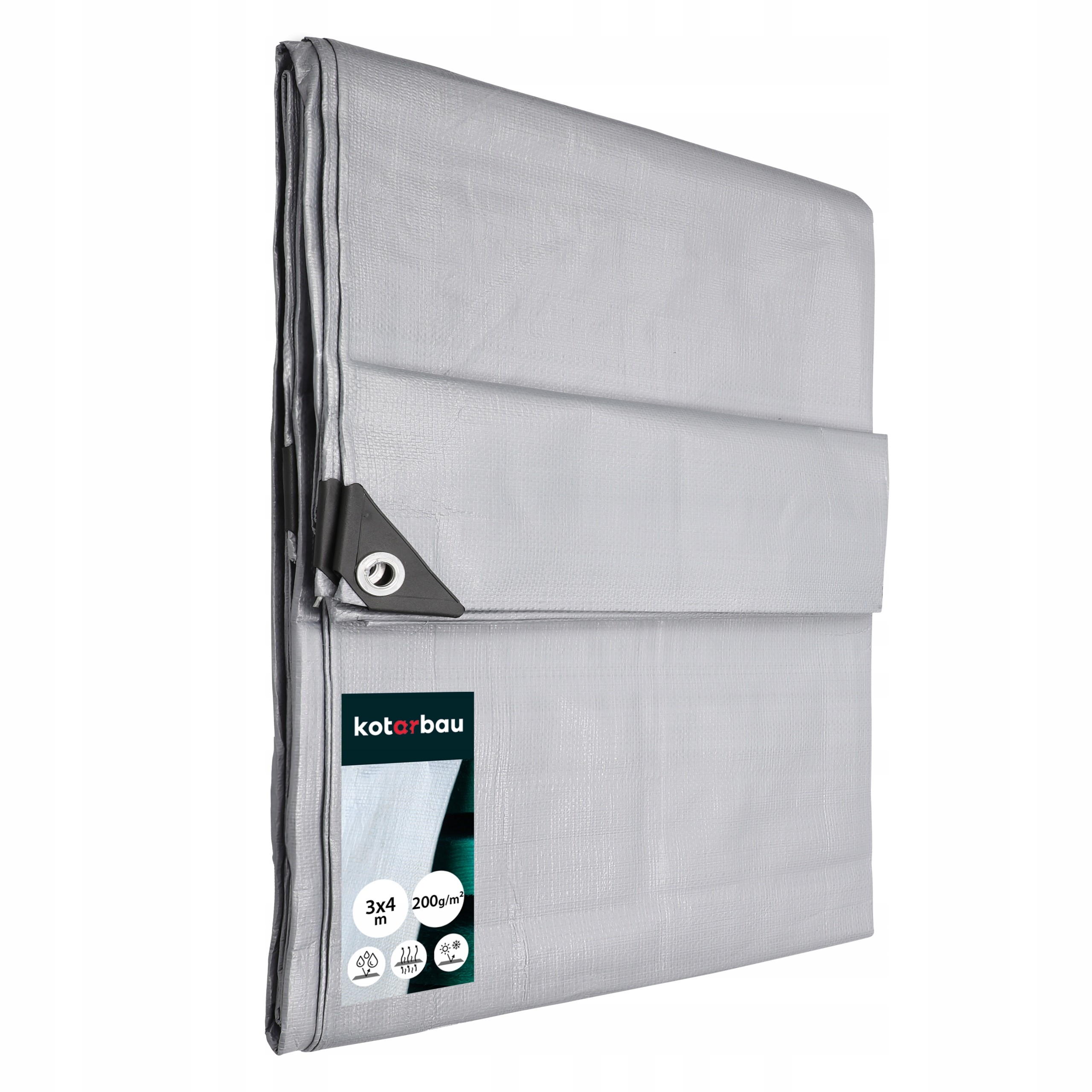Strieborná krycia plachta z HDPE 3 × 4 m, 200 g/m²