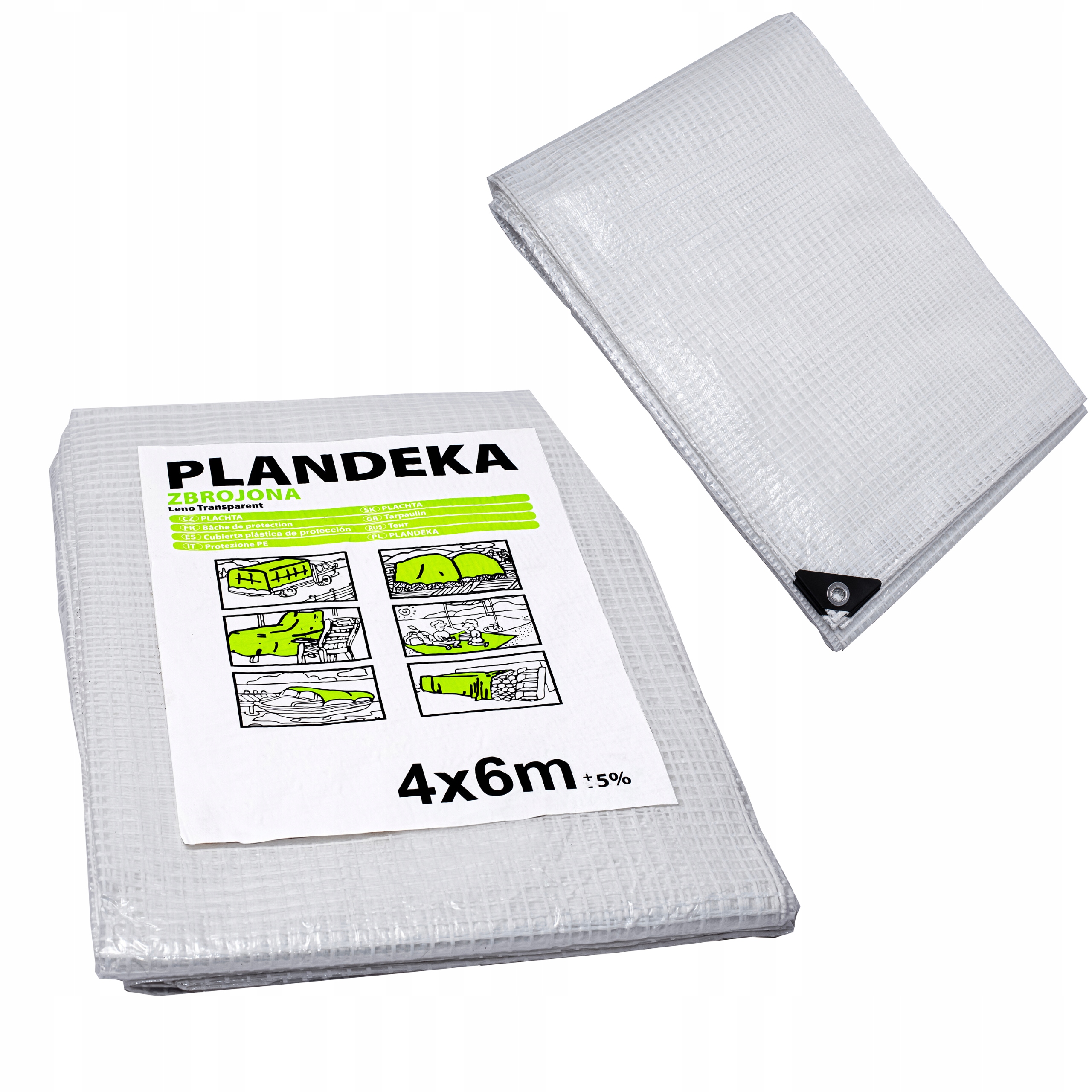 Przezroczysta Plachta Zbrojona 4x4m + UV Odporna na Warunki Atmosferyczne