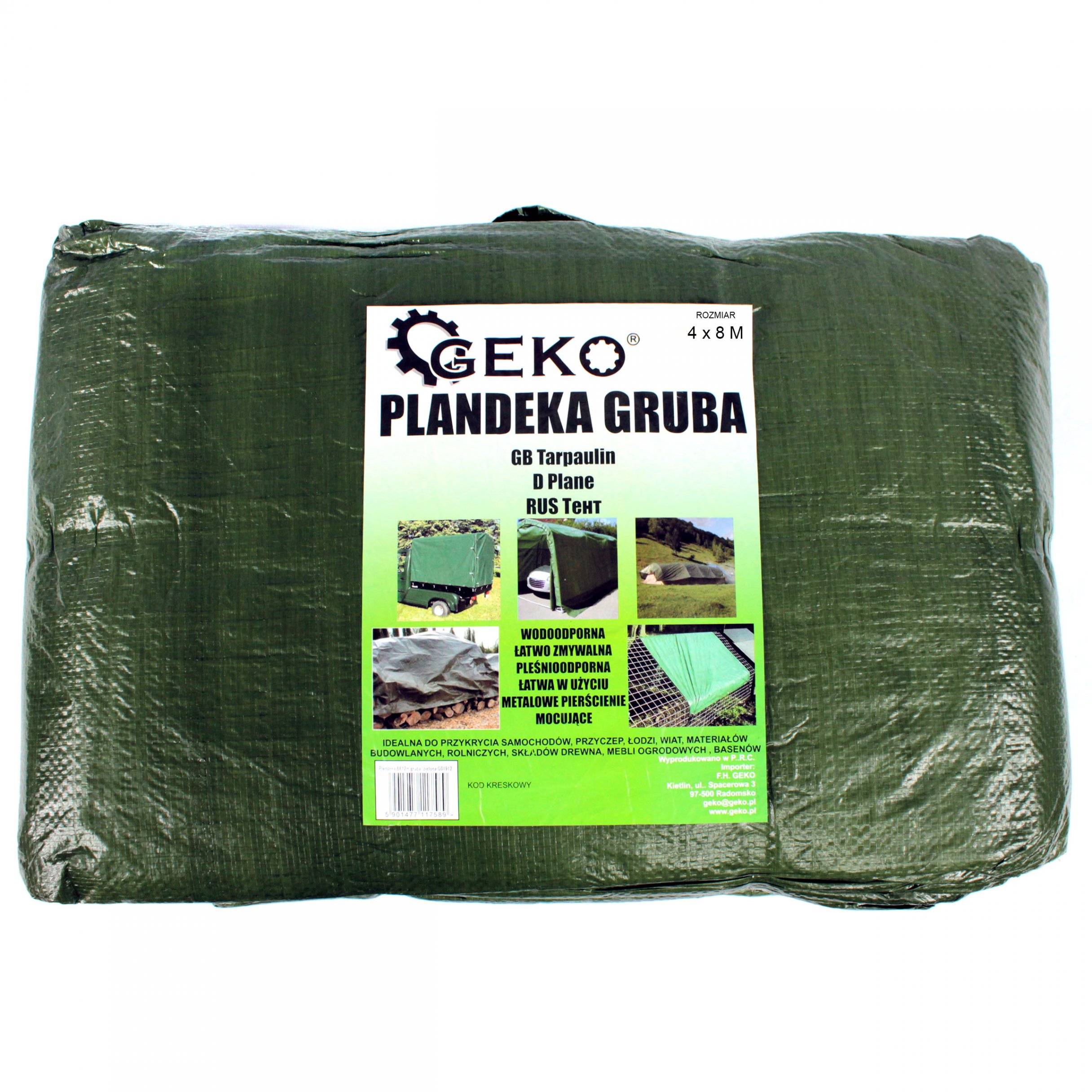 Zelená nepremokavá plachta GEKO, 4 × 5 m