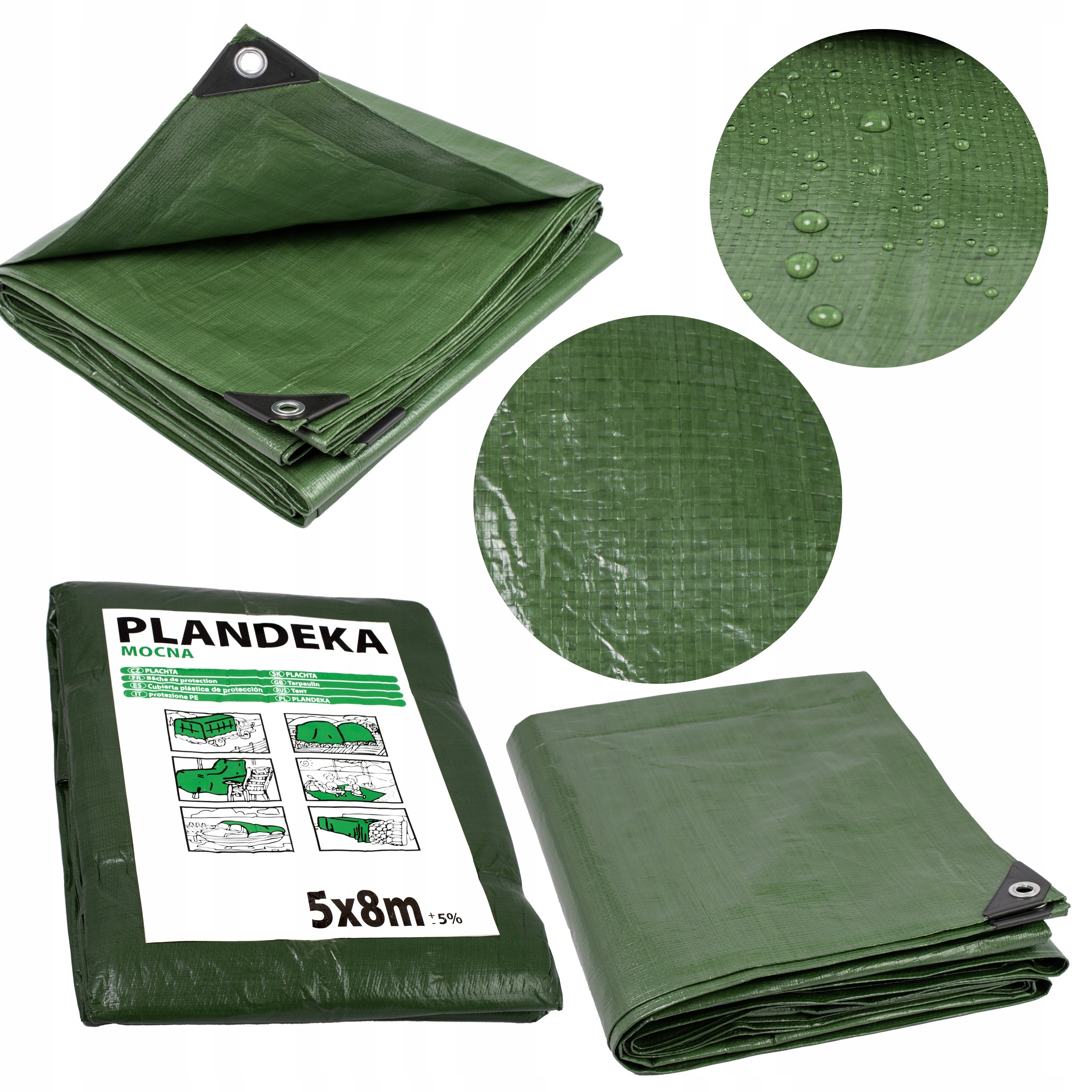 Ochranná Plachta 4x6 m, Zelená, Vodeodolná a Mrazuvzdorná, 120g/m²
