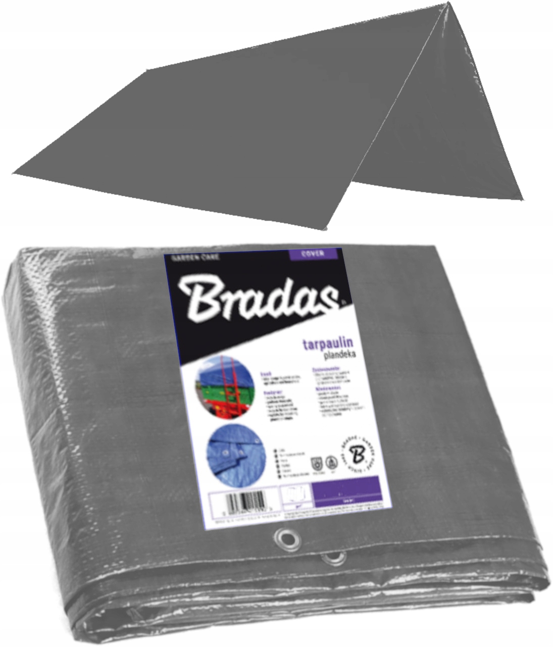 BRADAS Odolná plachta 4x5m, 120g/m2, posilnená, strieborná