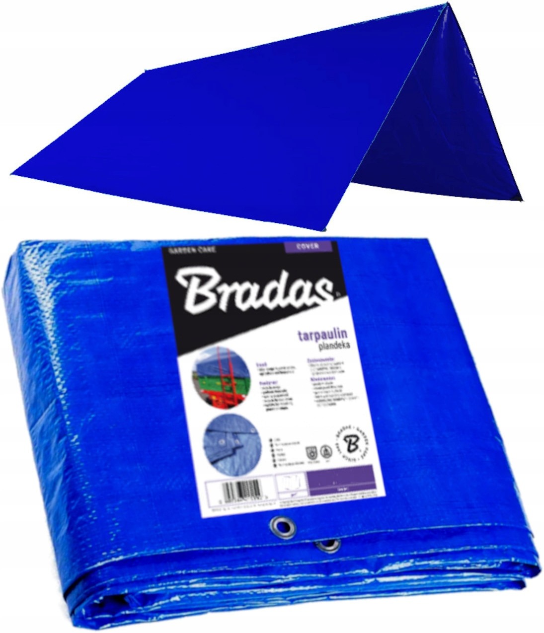 BRADAS Odolná modrá plachta 6x8 m, 50g/m2, vodoodolná s hliníkovými očkami